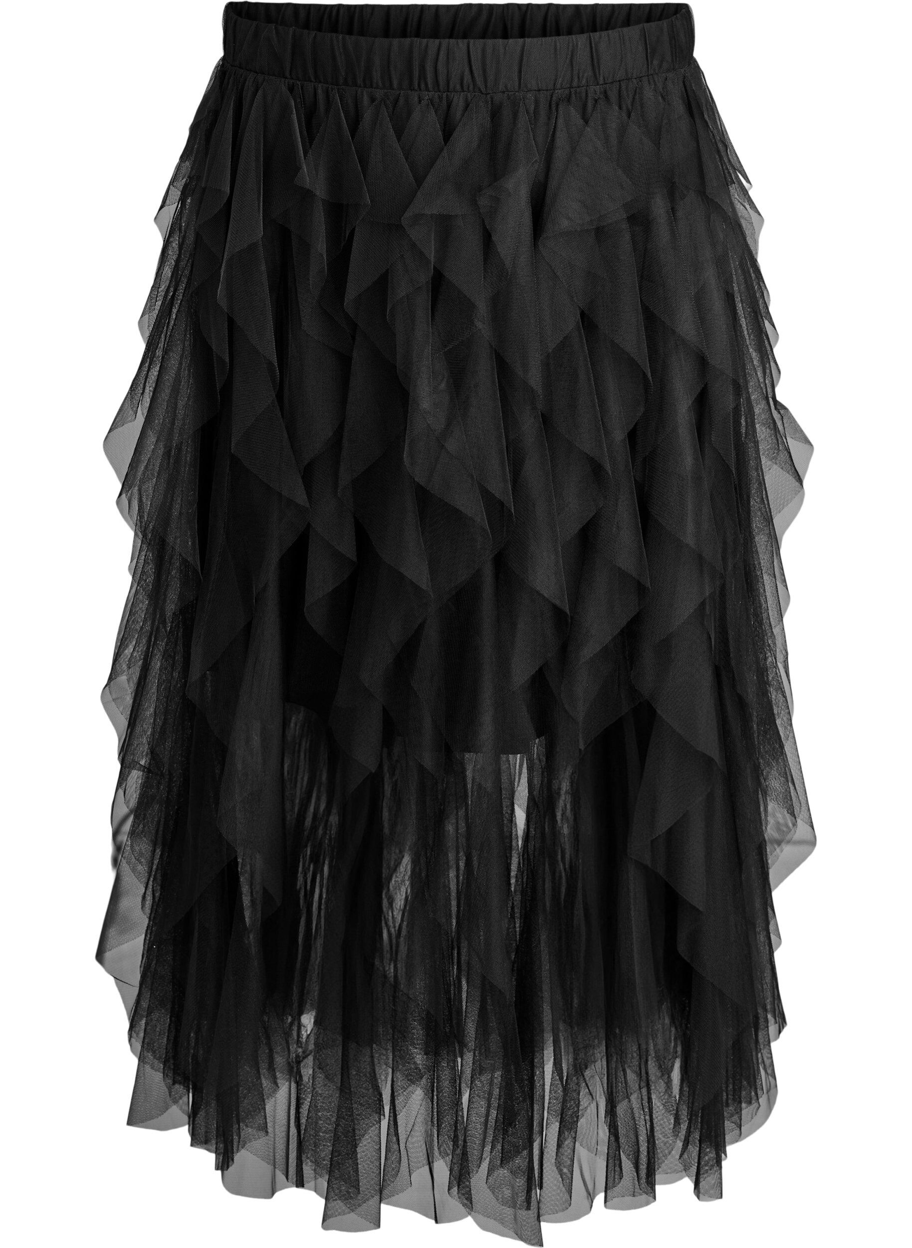 Jupe midi en tulle avec ceinture &eacute;lastique