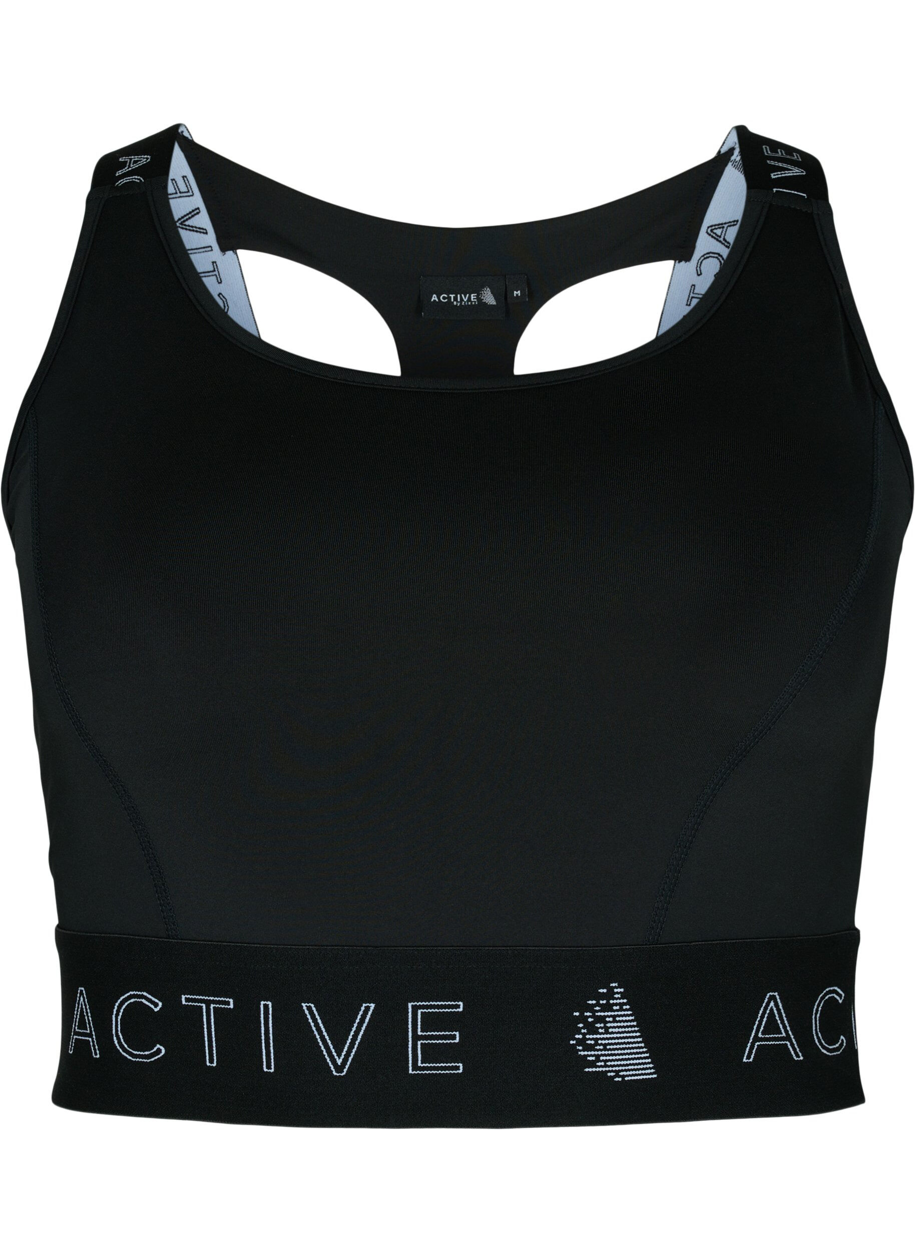 Zizzi Brassi&egrave;re de sport avec imprim&eacute; de texte, Black, Packshot image number 0