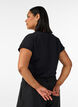 T-shirt &agrave; manches courtes en coton m&eacute;lang&eacute;, Noir, Model image number 2