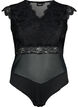 Bodystocking avec dentelle et décolleté en V, Black, Packshot image number 0
