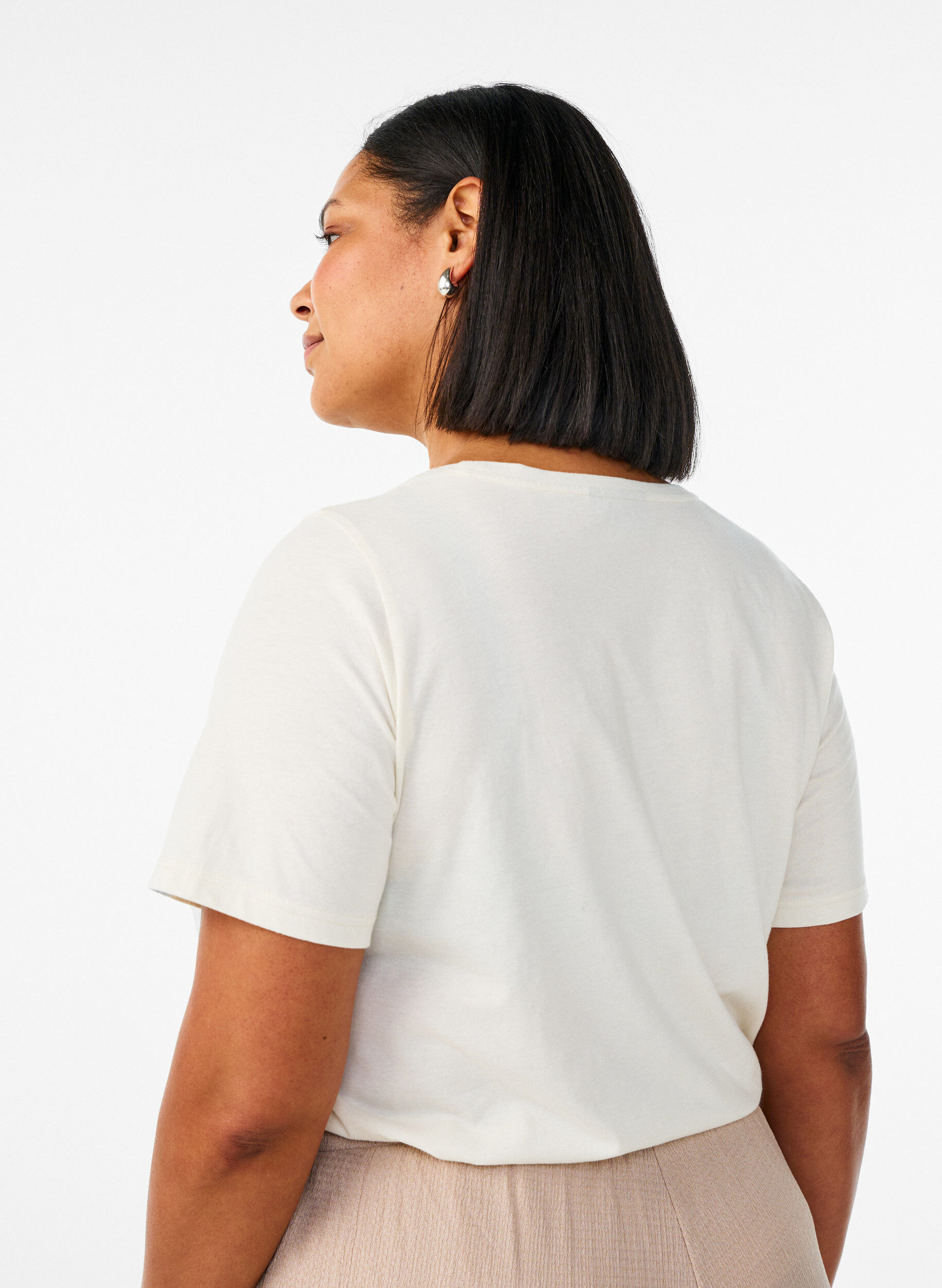 Zizzi T-shirt imprim&eacute;, Vanille, Model image number 2