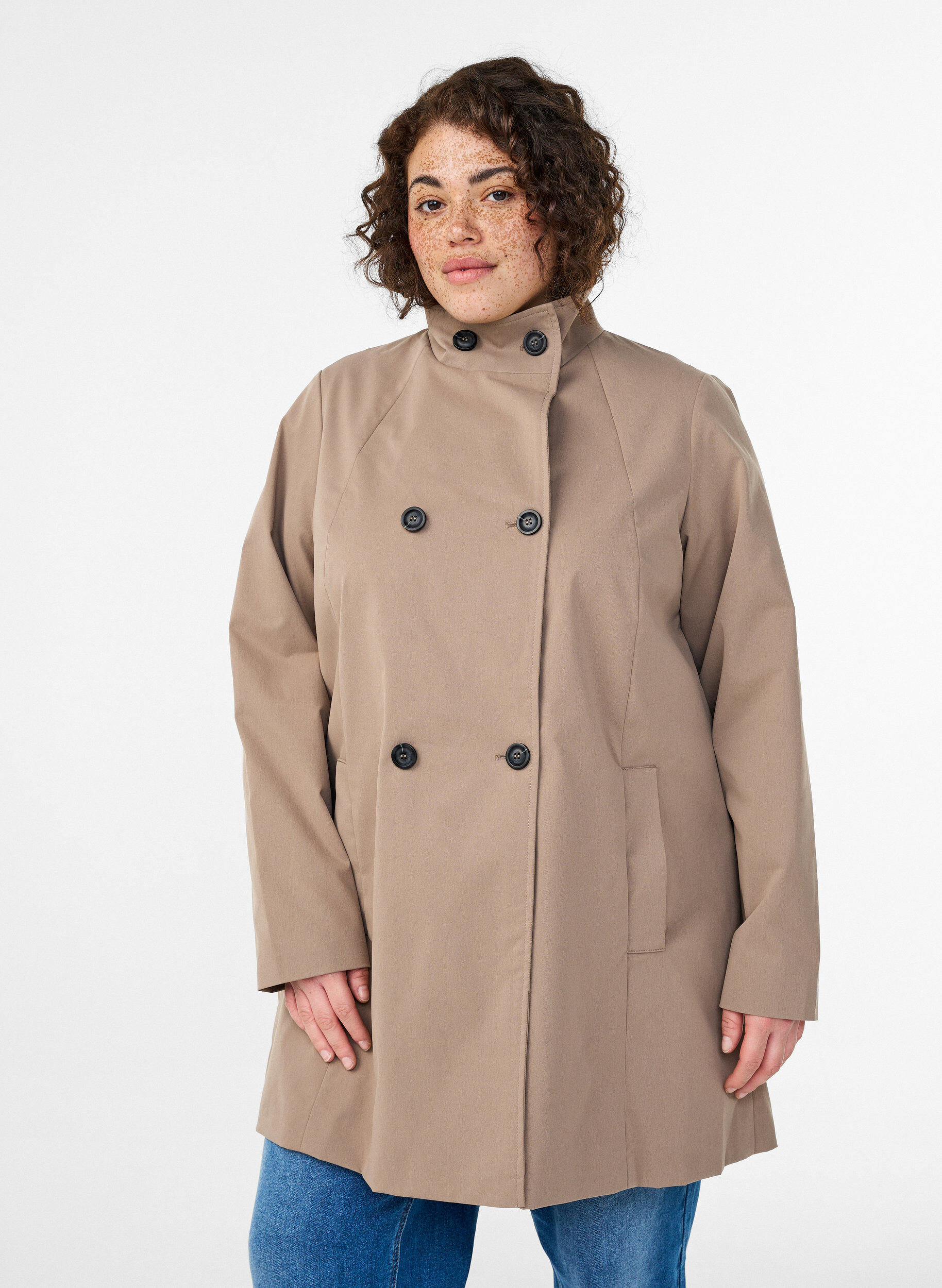 Veste de printemps hydrofuge avec coupe en A, Gris, Model
