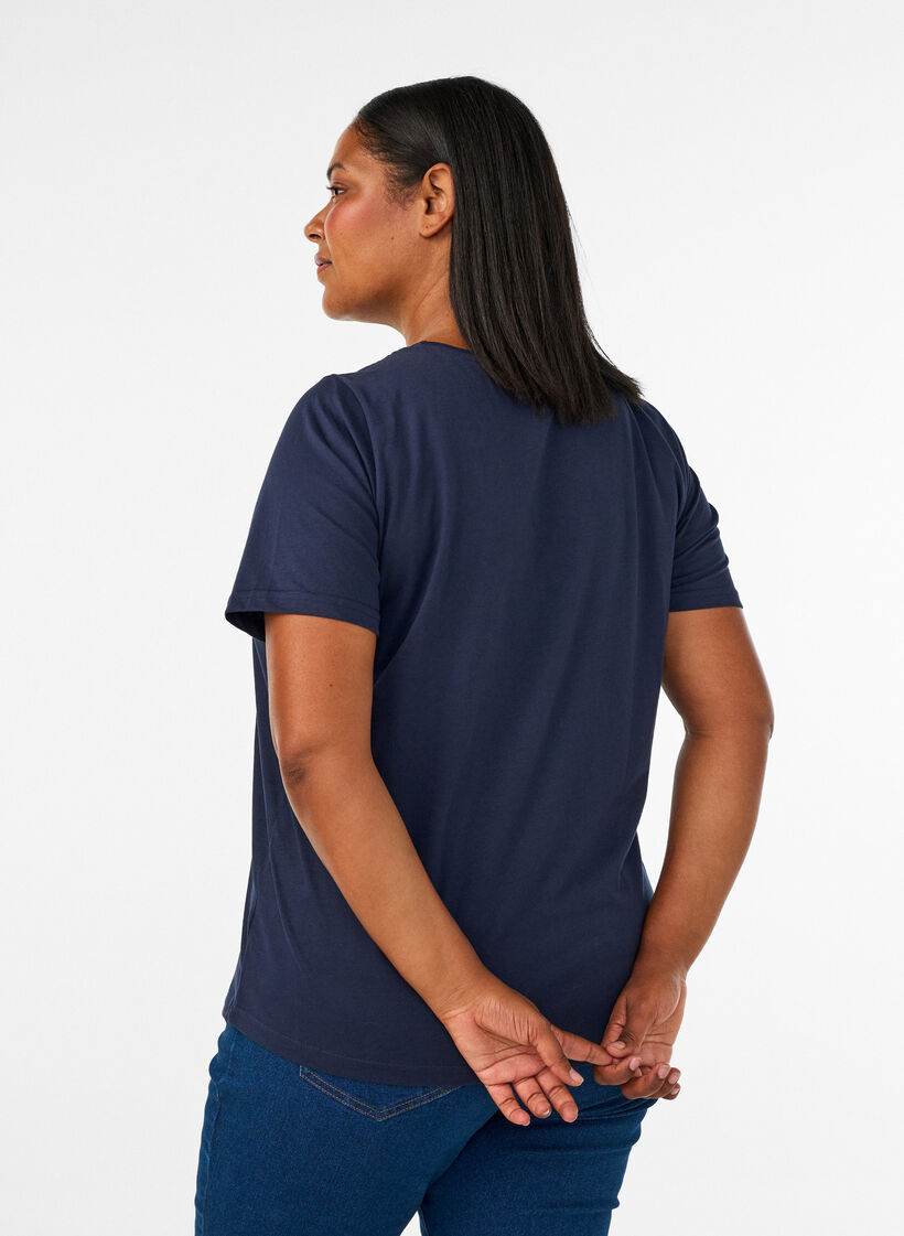 T-shirt avec motif, Bleu, Model image number 2