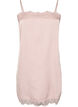 Haut long en satin bord&eacute; de dentelle, Rose poudr&eacute;e, Packshot image number 0