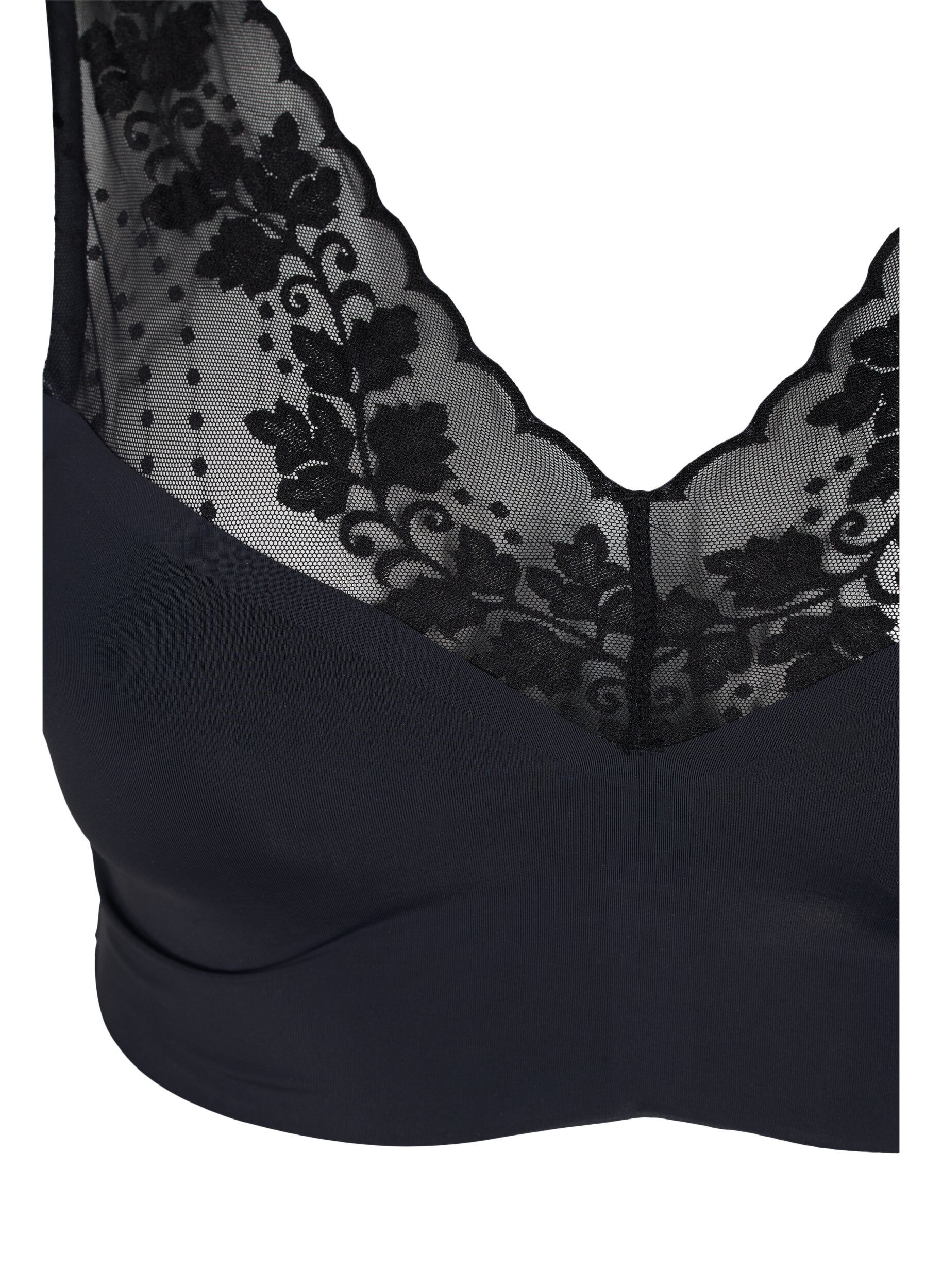 Zizzi Soutien-gorge souple avec bretelles en dentelle, Black, Packshot image number 2