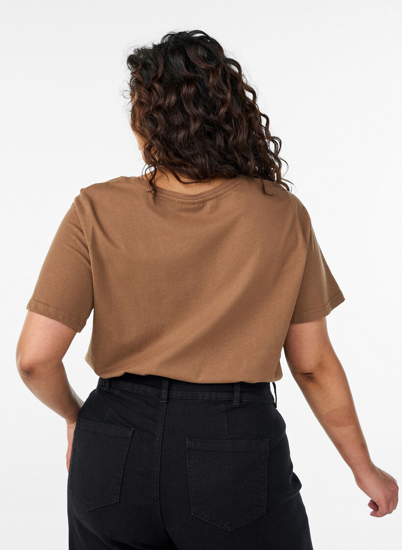 T-shirt imprim&eacute;, Marron, Model image number 2