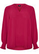 Blouse avec poignets smock&eacute;s et col en V, Bordeaux, Packshot image number 0