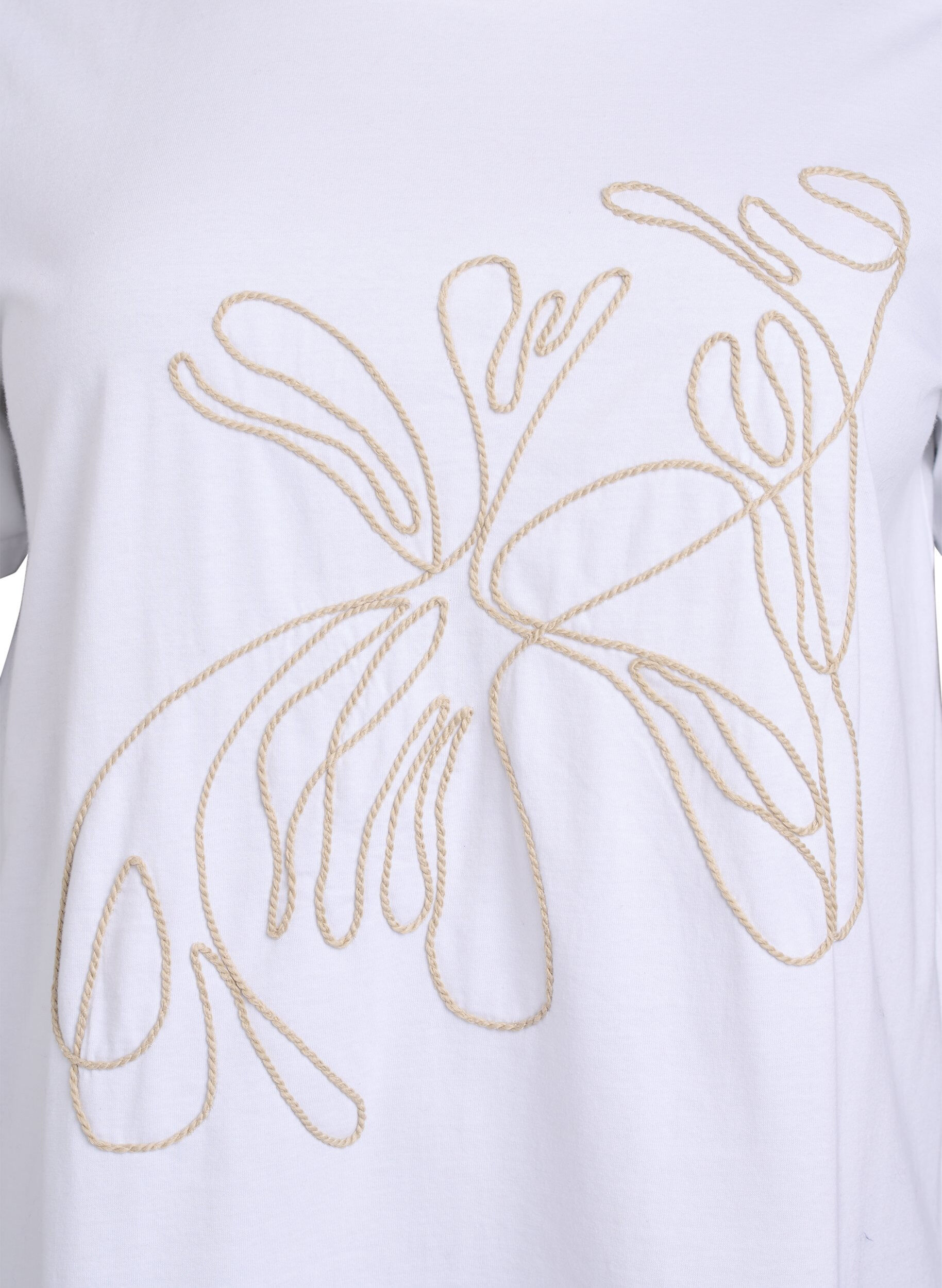 Zizzi T-shirt en coton bio avec cordon de serrage, Blanc, Packshot image number 2