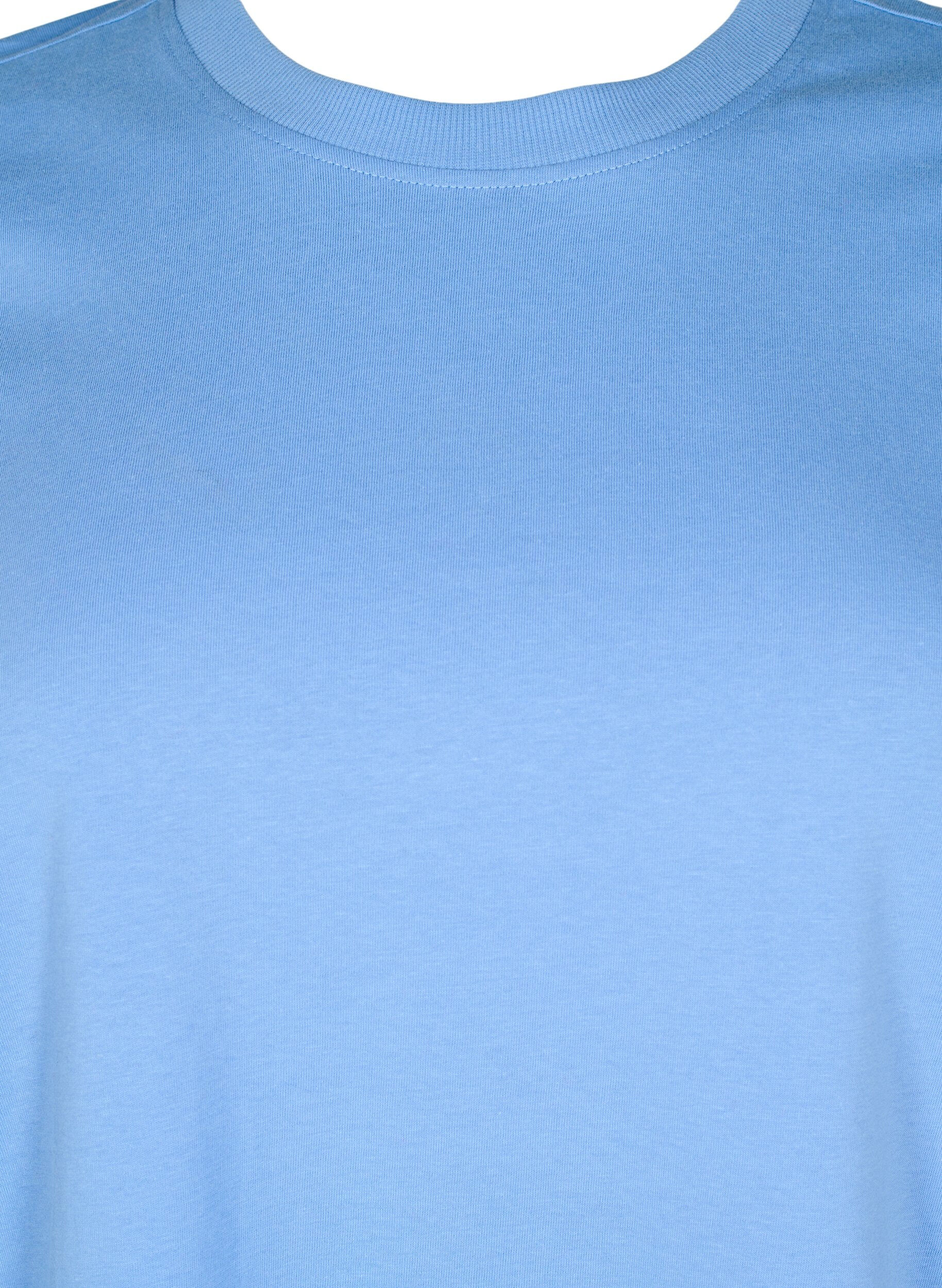 ZizziT-shirt basique en coton &agrave; col rond, Bleu Clair, Packshot image number 2