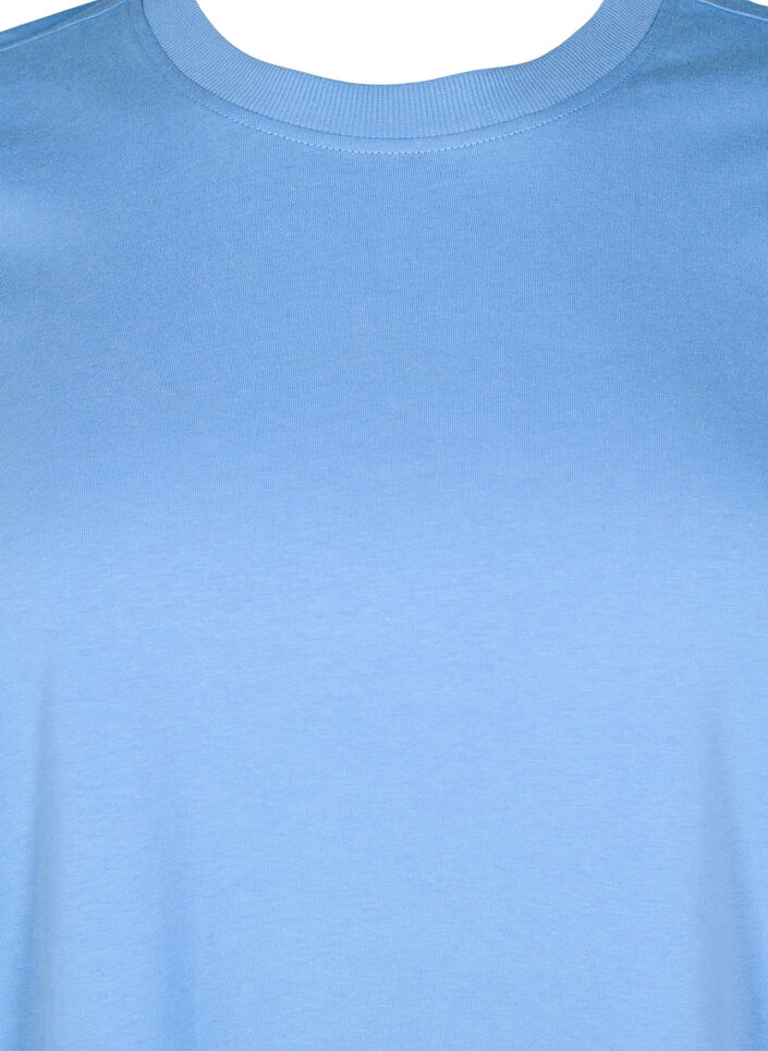 T-shirt basique en coton &agrave; col rond, Bleu Clair, Packshot image number 2