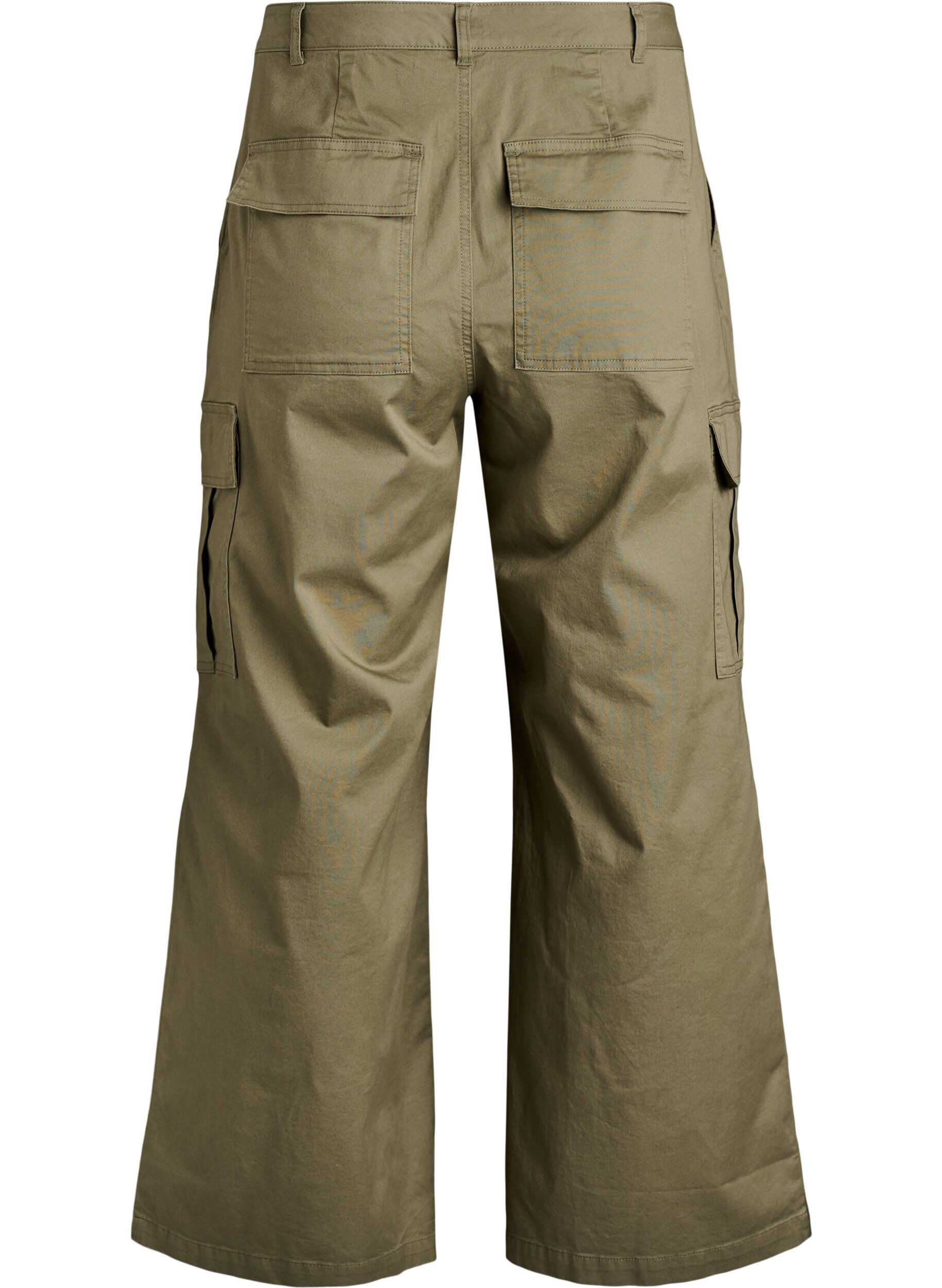 Zizzi Pantalon cargo large taille haute, Vert, Packshot image number 1