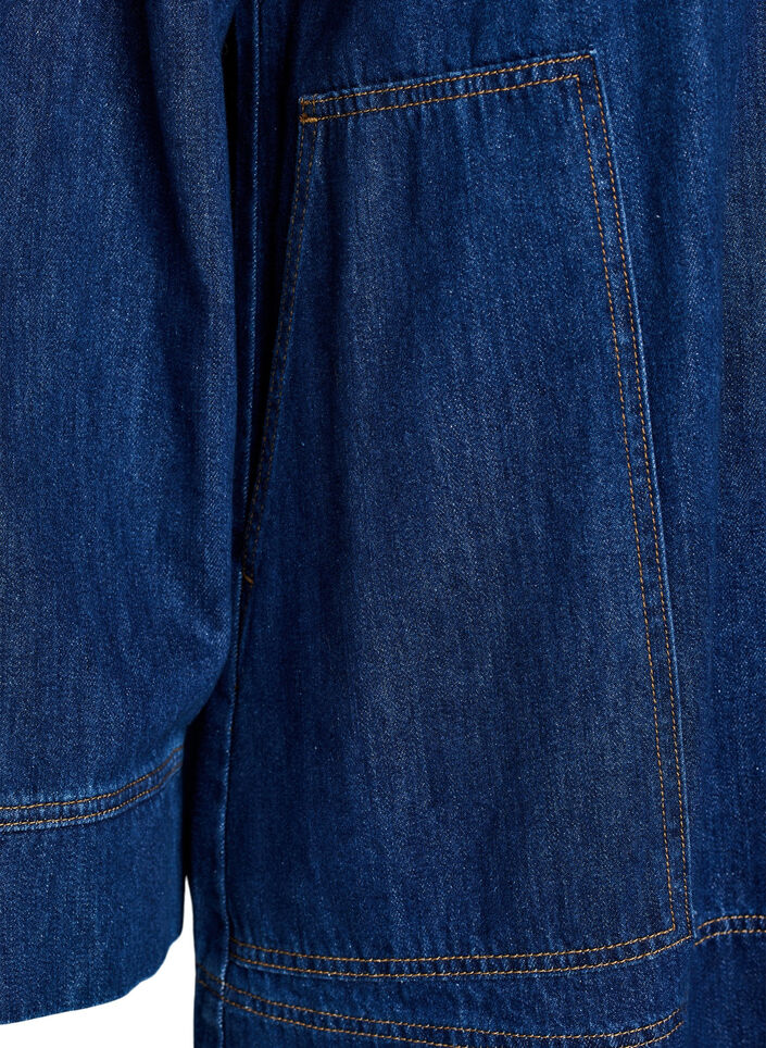 Robe courte en jean avec col et fermeture boutonn&eacute;e, Bleu, Packshot image number 3