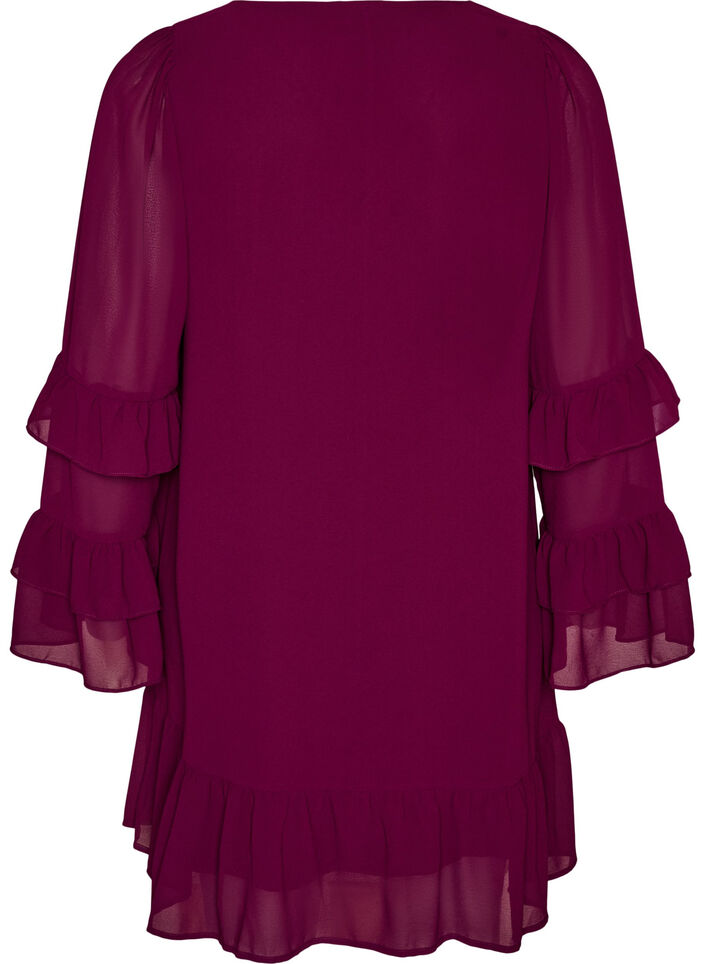 Robe courte avec manches transparentes &agrave; volants, Violet, Packshot image number 1