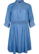 Robe en denim souple avec manches 3/4 et smock, Blue denim, Packshot image number 0