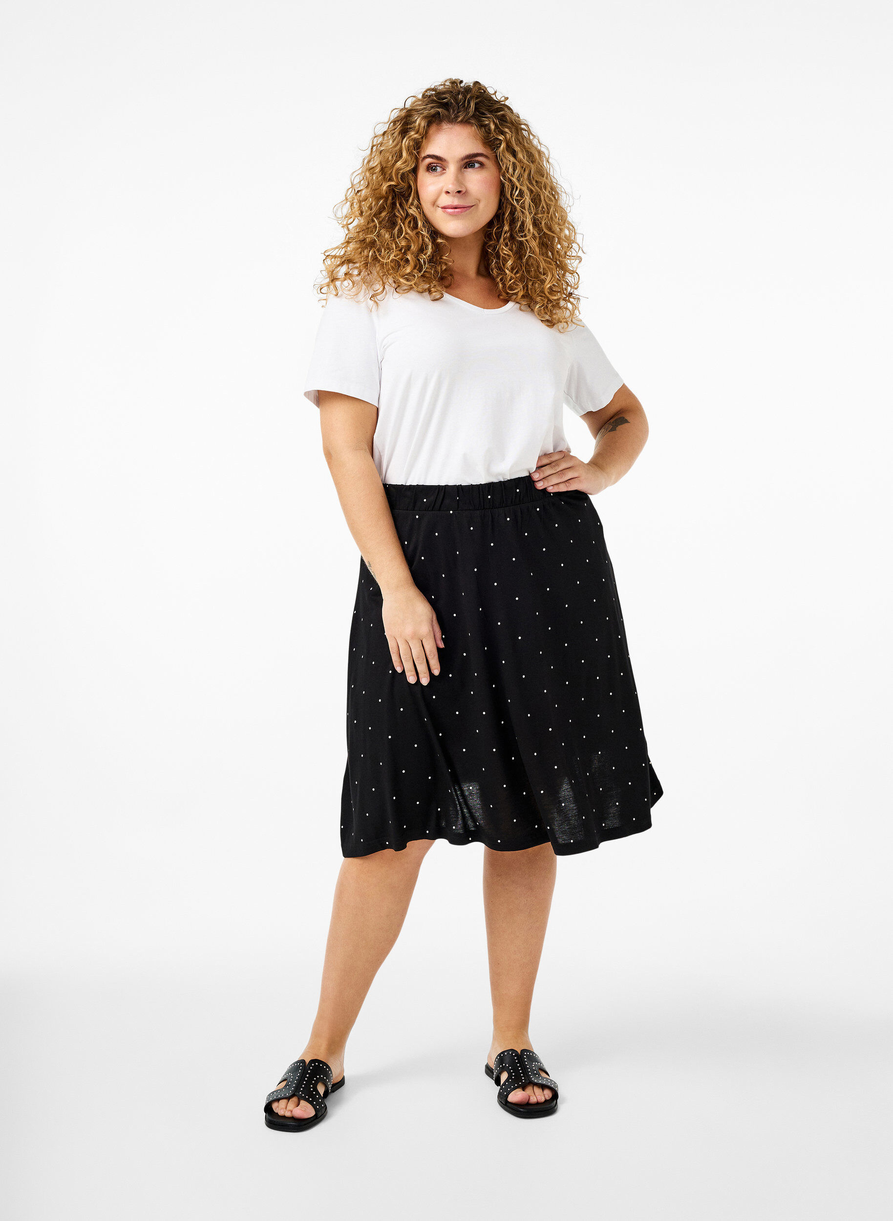 Jupe en viscose 2-pack, Charbon, Model