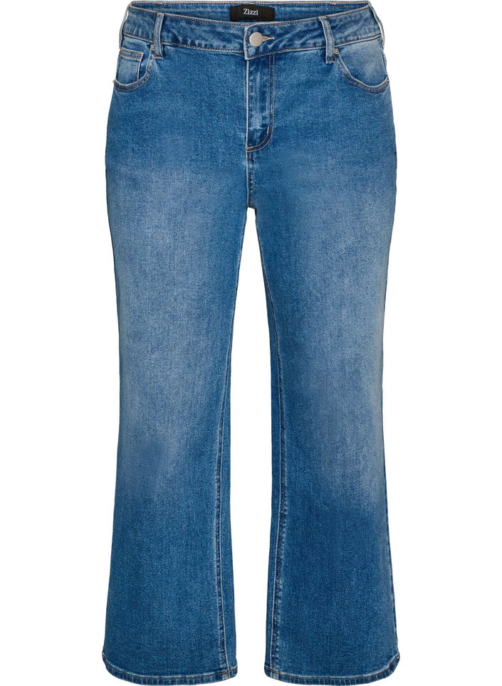 Jean droit &agrave; l'aspect l&eacute;g&egrave;rement us&eacute;, Bleu Clair, Packshot image number 0