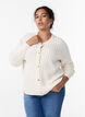 Cardigan en maille torsad&eacute;e avec boutons dor&eacute;s, Vanille, Model image number 0