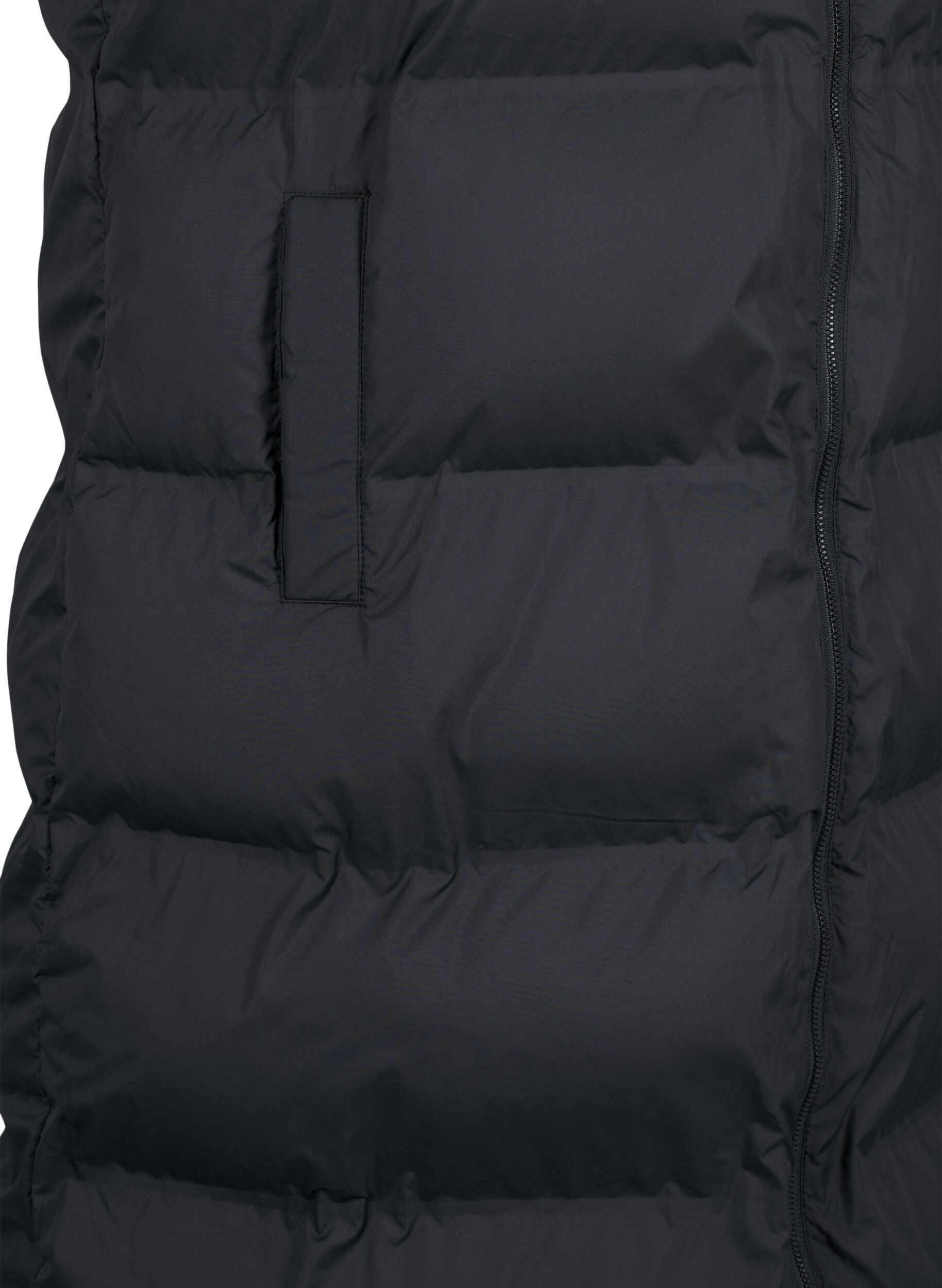 ZizziGilet long avec poches et fermeture &eacute;clair &agrave; double sens, Noir, Packshot image number 3