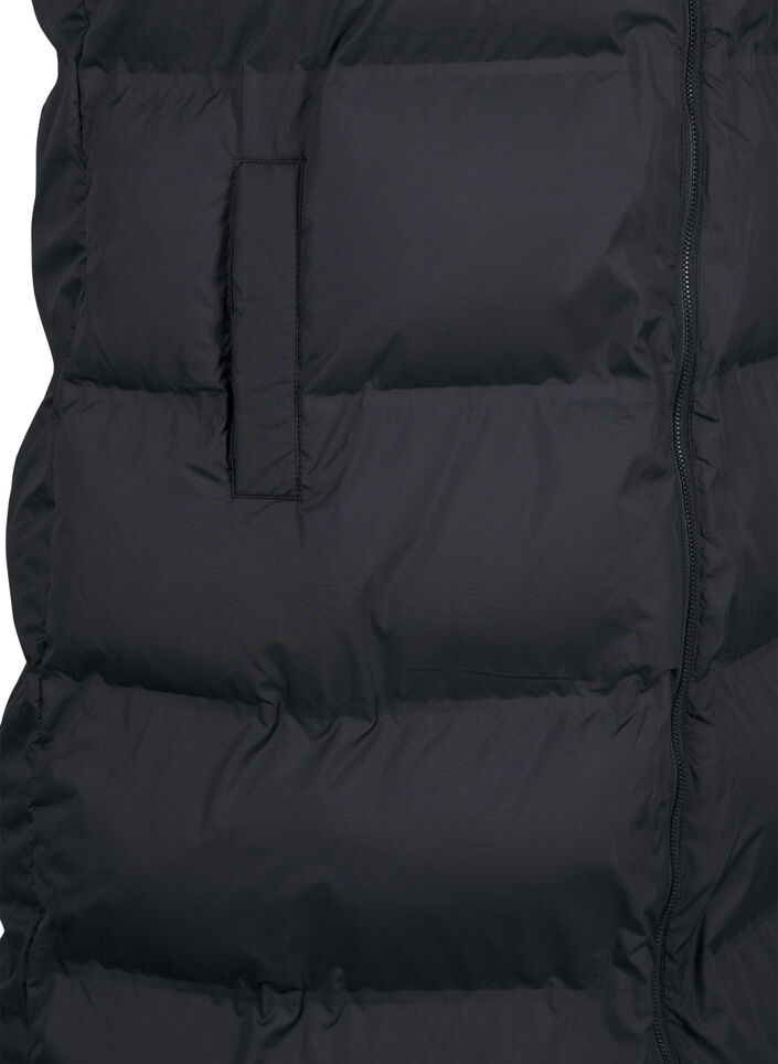 Gilet long avec poches et fermeture &eacute;clair &agrave; double sens, Noir, Packshot image number 3