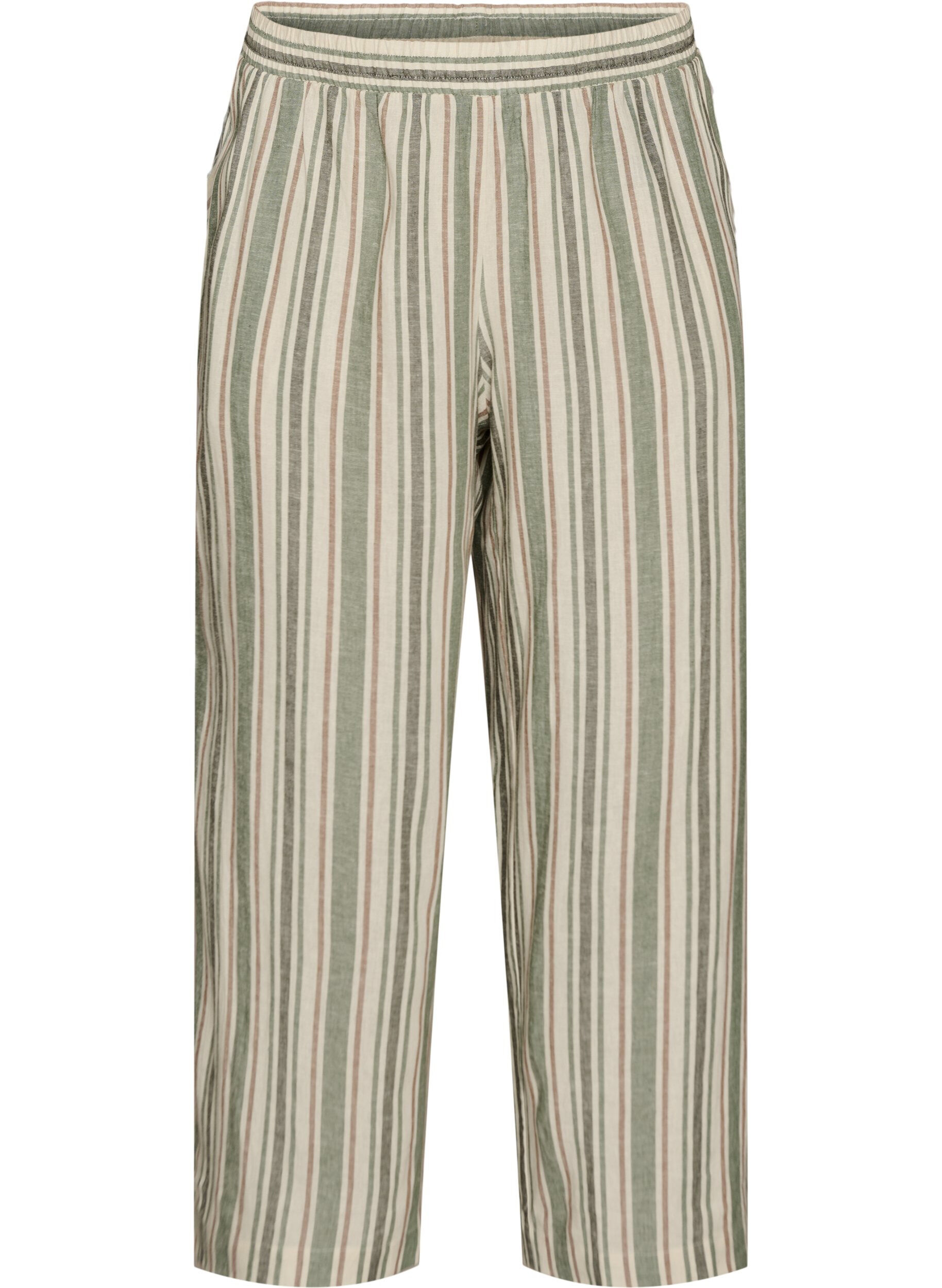 Pantalon large en lin et viscose