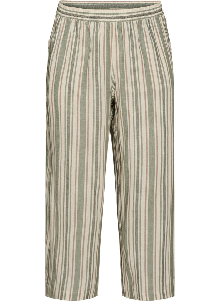Pantalon large en lin et viscose, Vanille, Packshot image number 0