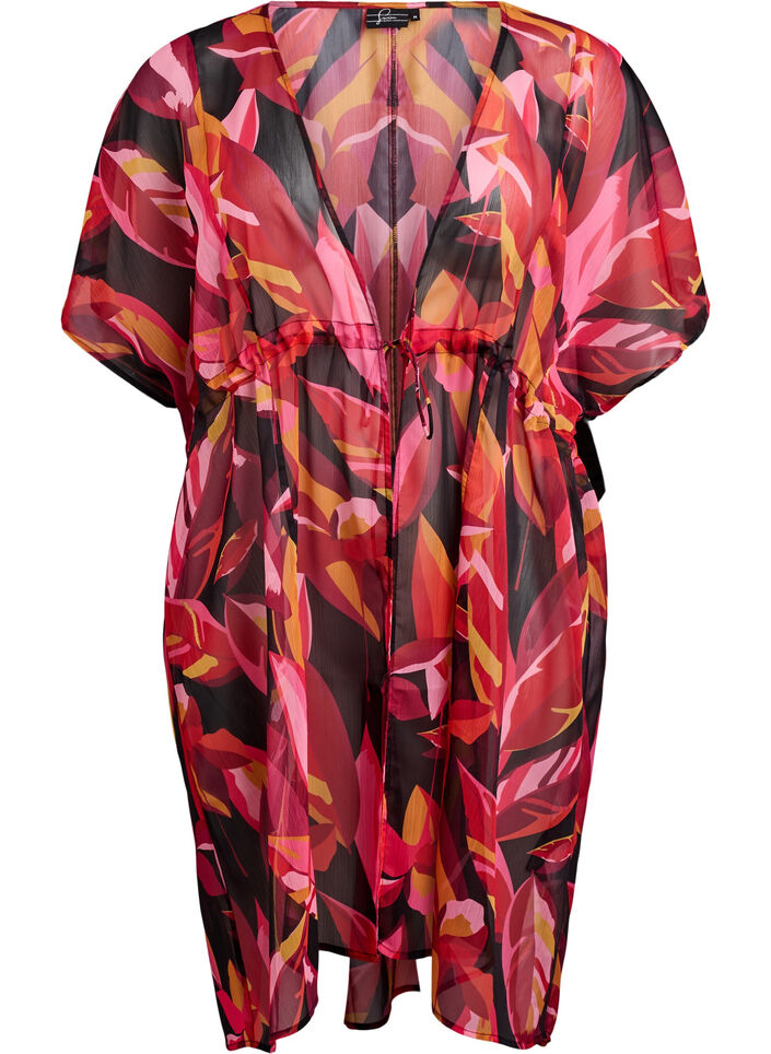Kimono de plage avec imprimé, Rouge, Packshot image number 0