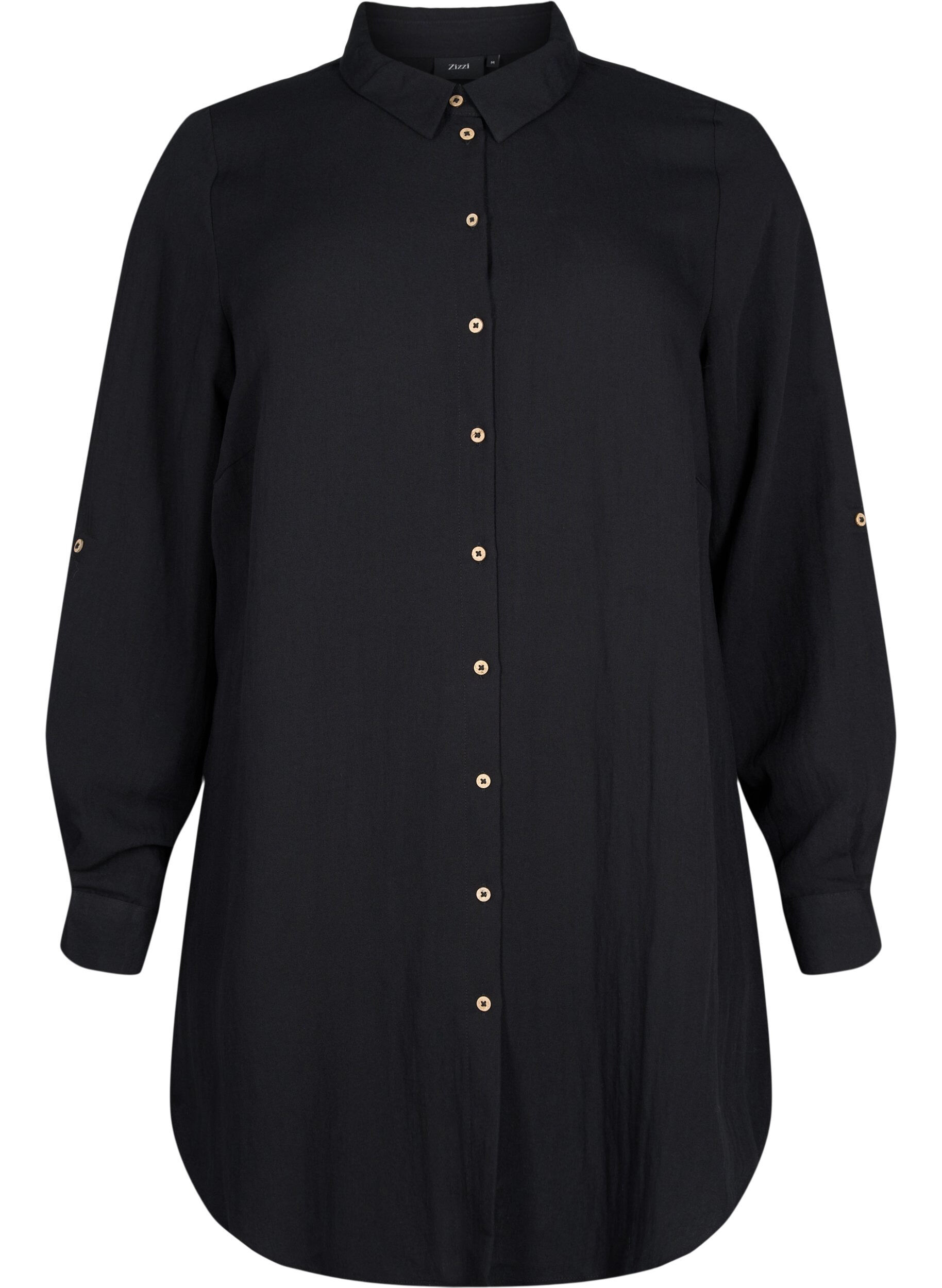 Zizzi Chemise longue en viscose unie, Black, Packshot image number 0