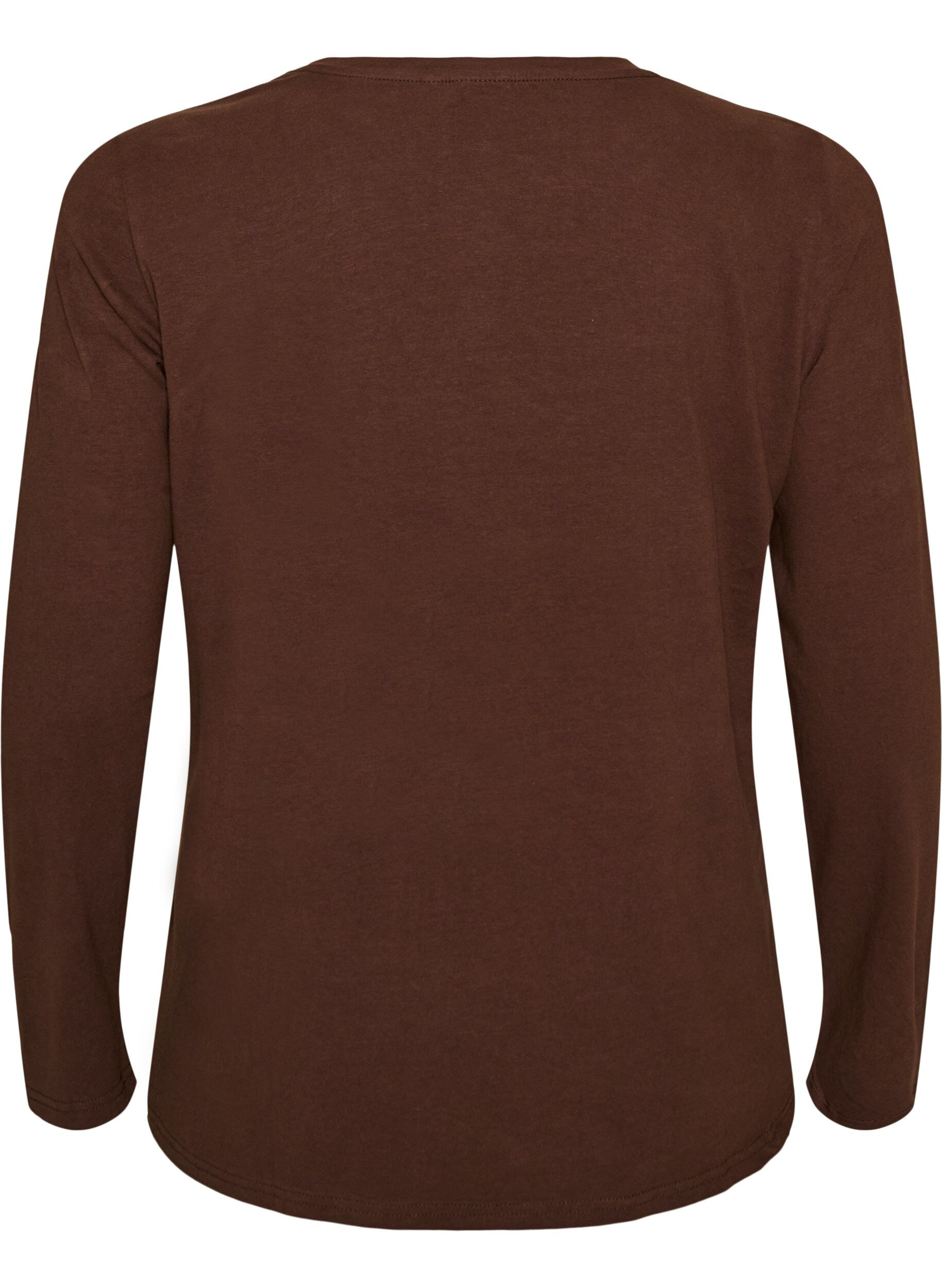 ZizziBlouse basique en jersey &agrave; manches longues, Marron, Packshot image number 1