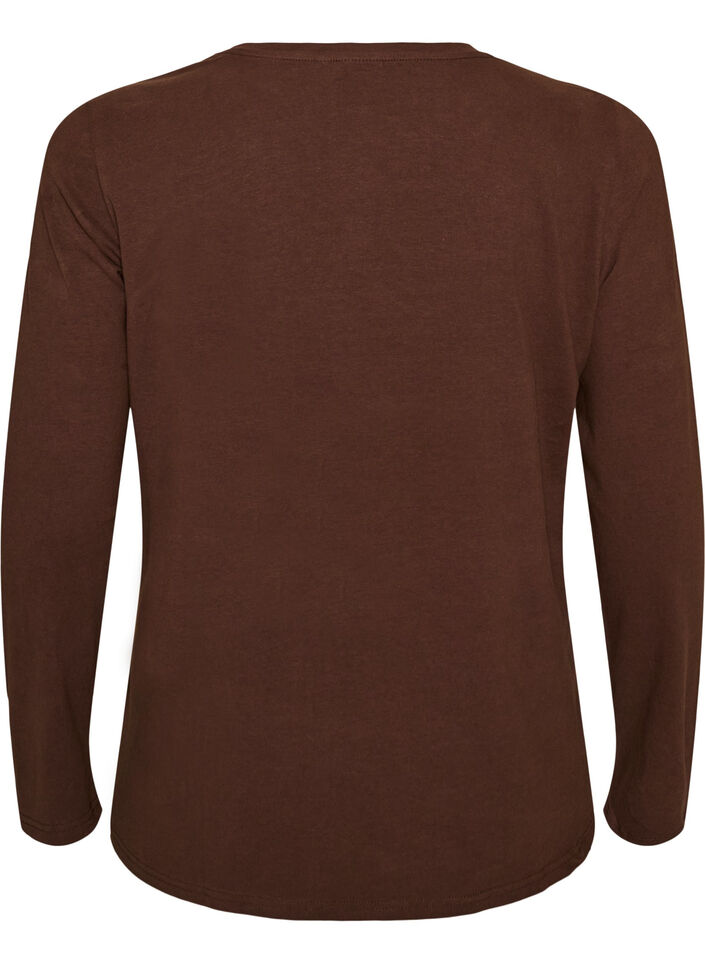 Blouse basique en jersey &agrave; manches longues, Marron, Packshot image number 1