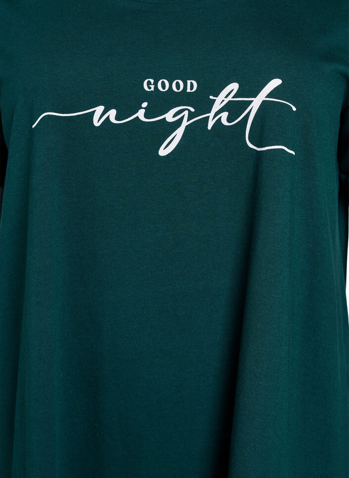 Chemise de nuit &agrave; manches courtes en coton biologique, Vert fonc&eacute;, Packshot image number 2