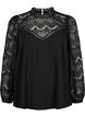 Blouse manches longues avec dentelle, Black, Packshot image number 0