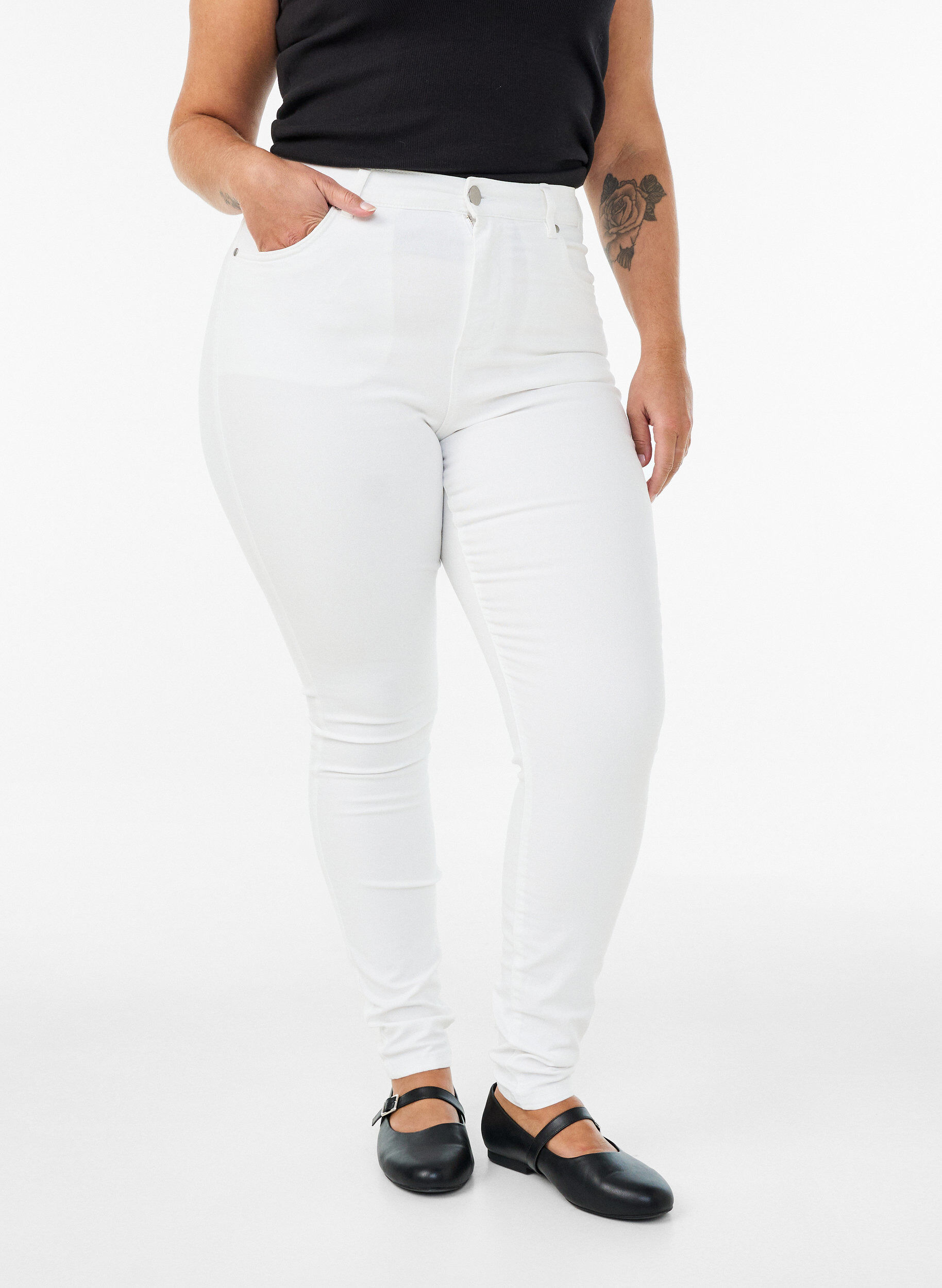 ZizziJean Amy taille haute coupe super slim, Blanc, Model image number 2