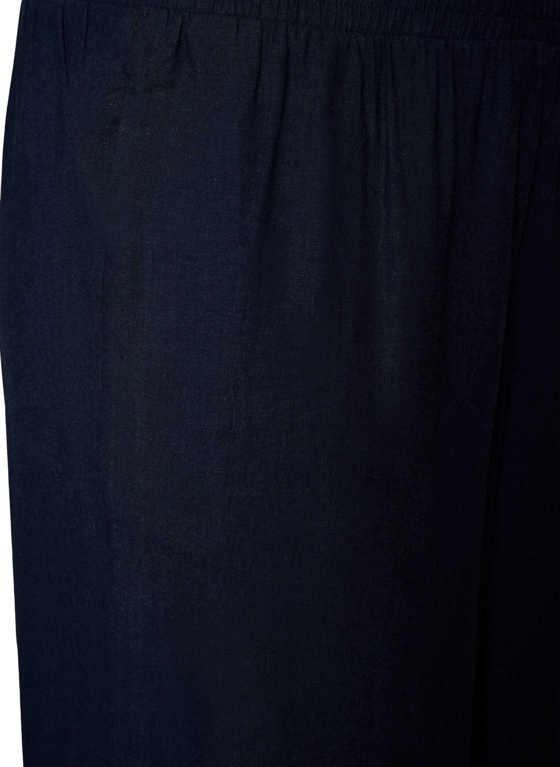 Zizzi Pantalon large en lin et viscose, Bleu, Packshot image number 2
