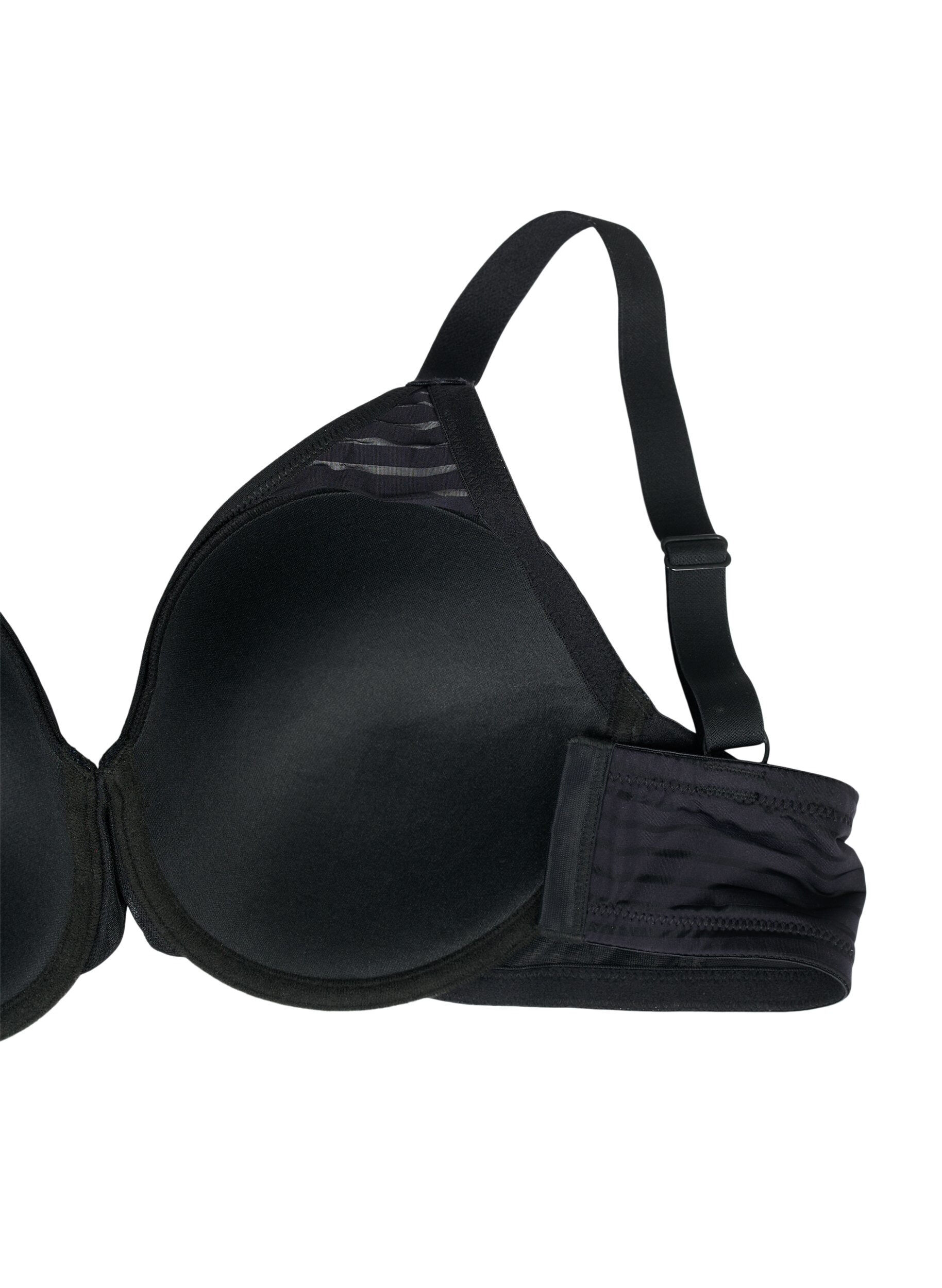 Zizzi Soutien-gorge moul&eacute; avec maille ray&eacute;e, Black, Packshot image number 3
