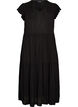 Robe midi en viscose avec manches &agrave; volants, Noir, Packshot image number 0