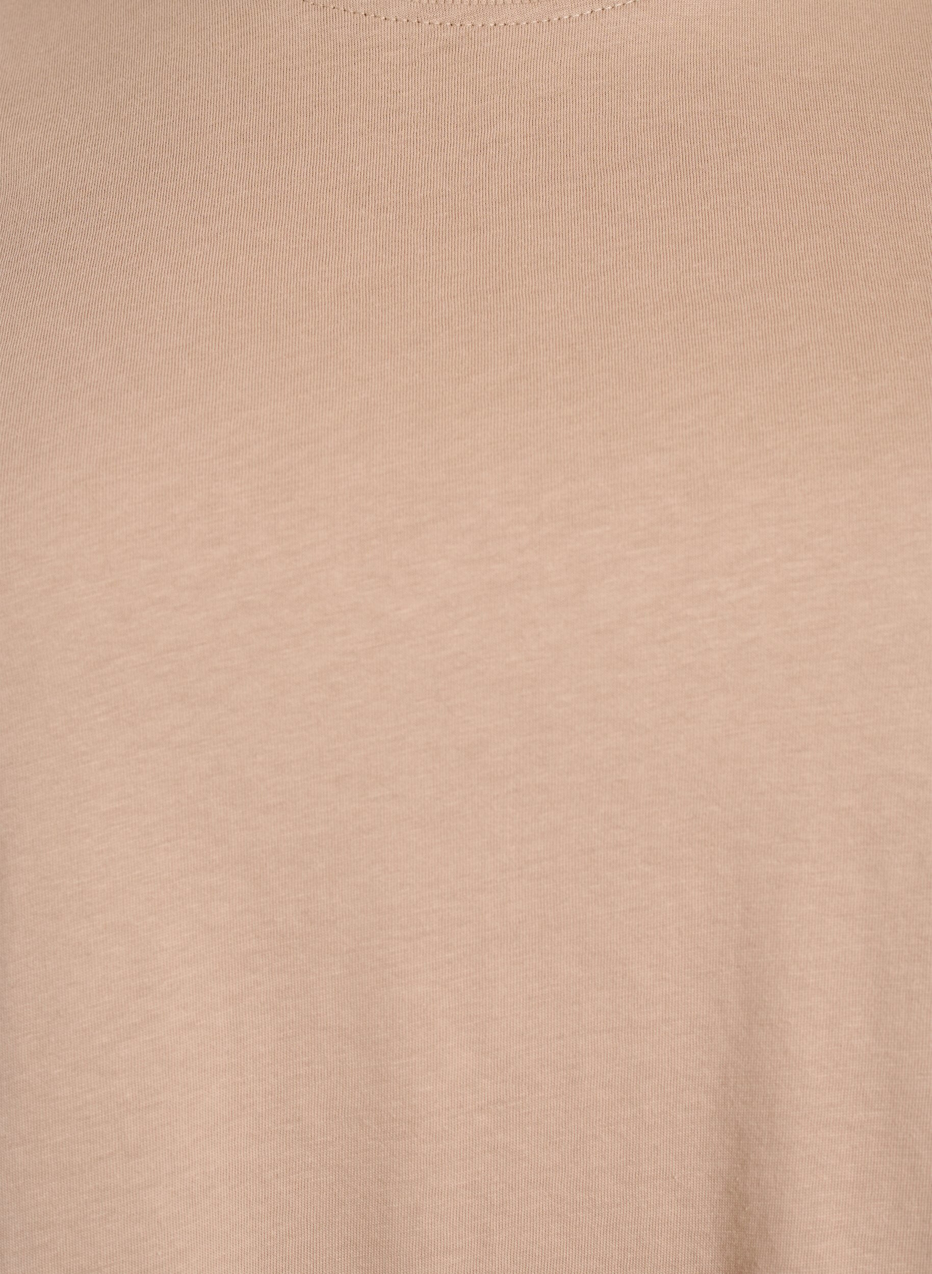 Zizzi T-shirt basique en coton &agrave; col rond, Beige, Packshot image number 2