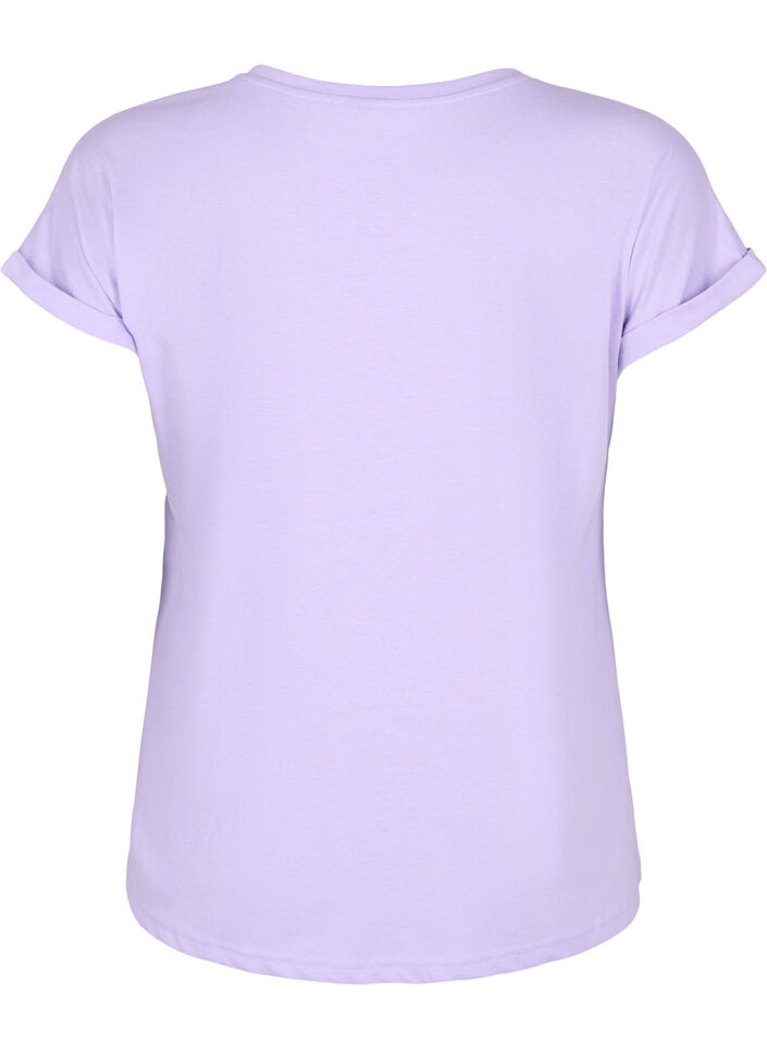 T-shirt &agrave; manches courtes en coton m&eacute;lang&eacute;, Violet, Packshot image number 1