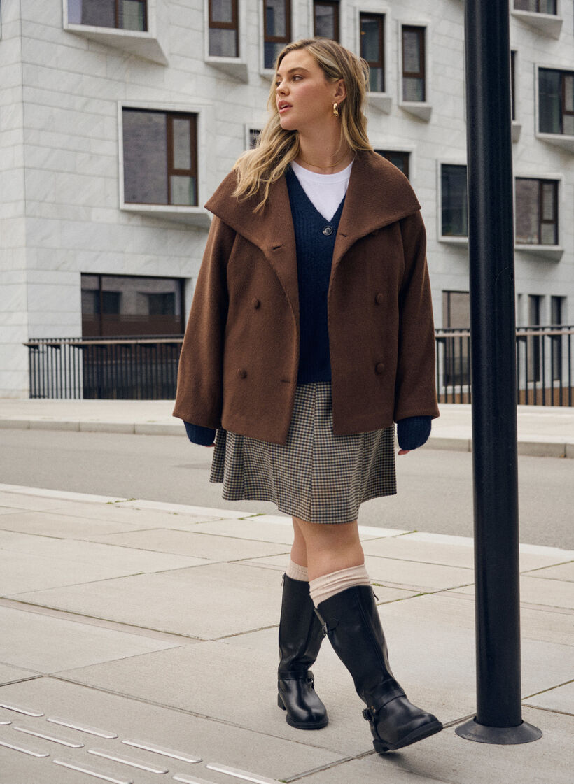 Jupe courte à coupe évasée, Marron, Image image number 0