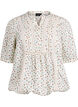 Blouse imprim&eacute;e &agrave; manches 1/2, Blanc, Packshot image number 0
