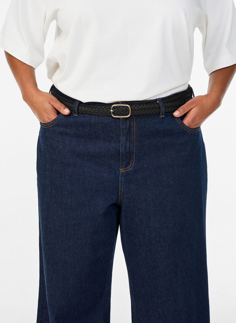 Ceinture tress&eacute;e en similicuir, Noir, Model image number 0