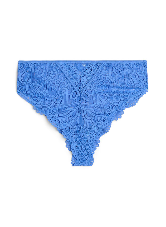 Culotte brésilienne en dentelle avec taille régulière, Bleu, Packshot image number 1