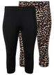 Lot de 2 leggings 3/4, Black / LEO AOP, Packshot image number 0