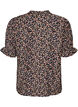 Blouse &agrave; imprim&eacute; floral en viscose avec manches courtes et d&eacute;tails smock&eacute;s, Bleu, Packshot image number 1