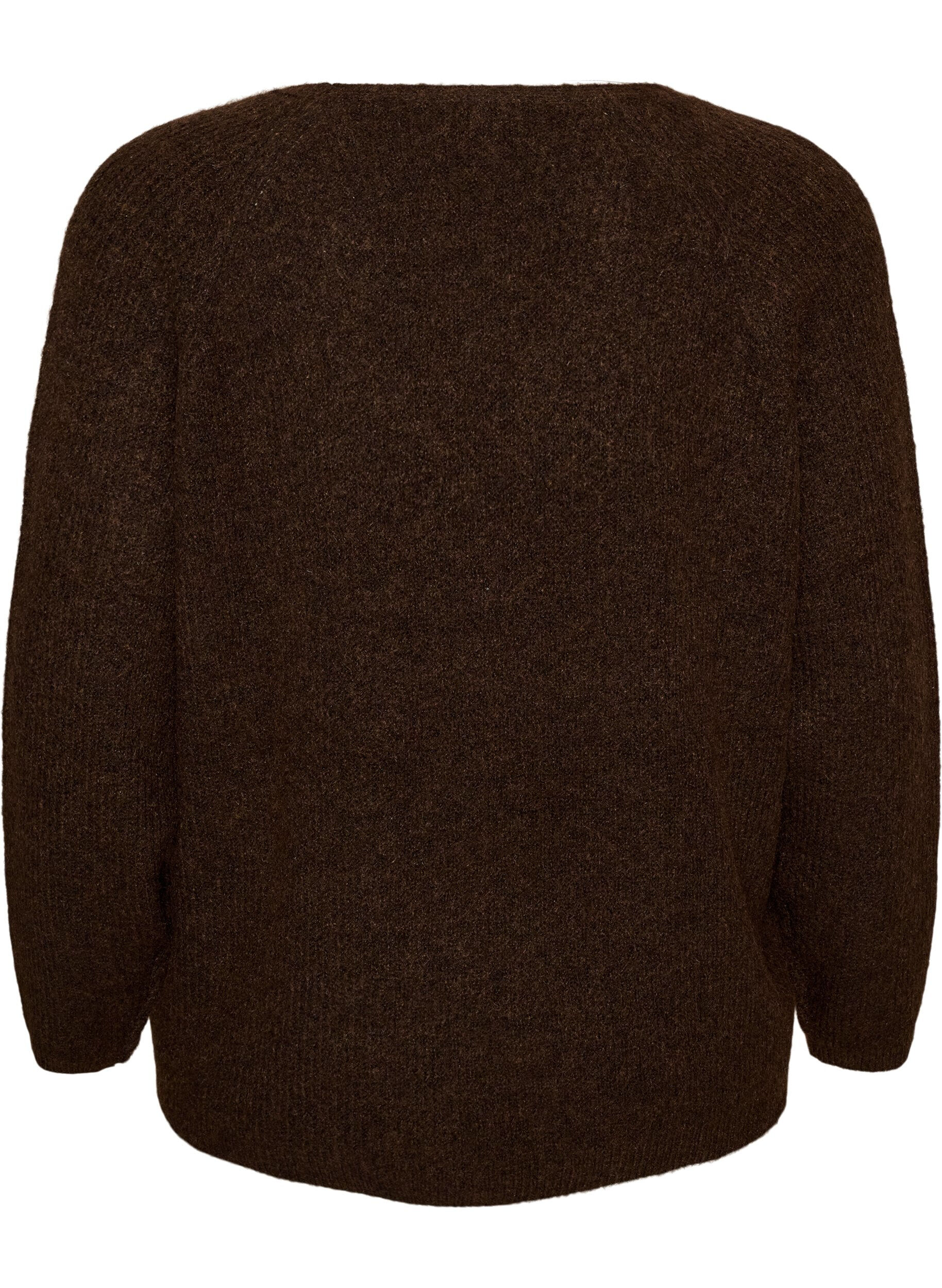 ZizziBlouse en maille avec col en V et manches raglan, Marron, Packshot image number 1