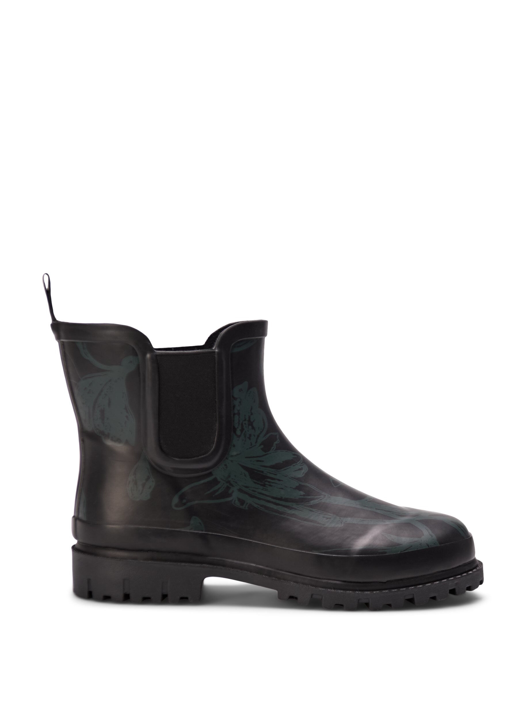 Zizzi Bottes en caoutchouc &agrave; largeur courte avec imprim&eacute;, B. Teal Flower AOP, Packshot image number 0