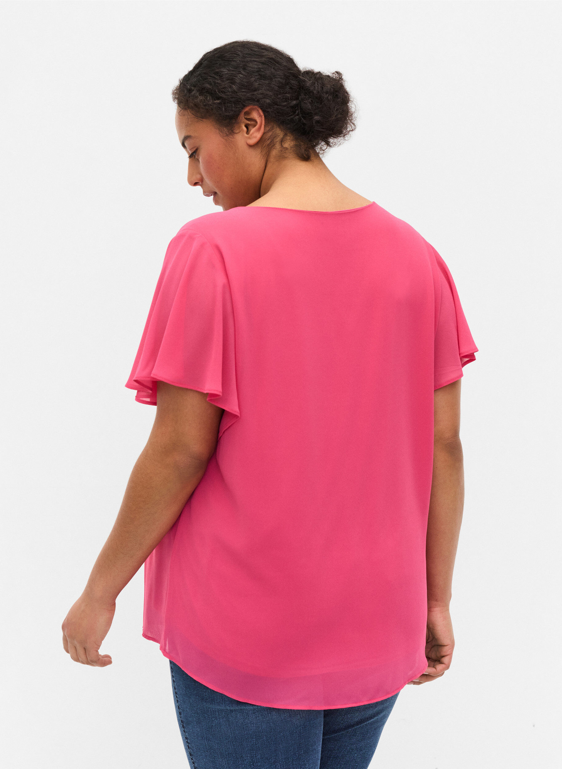 Zizzi Blouse manches courtes, Magenta, Model image number 1