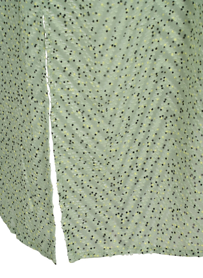 Robe chemise à pois avec manches 3/4 et fente, Seagrass Dot, Packshot image number 3