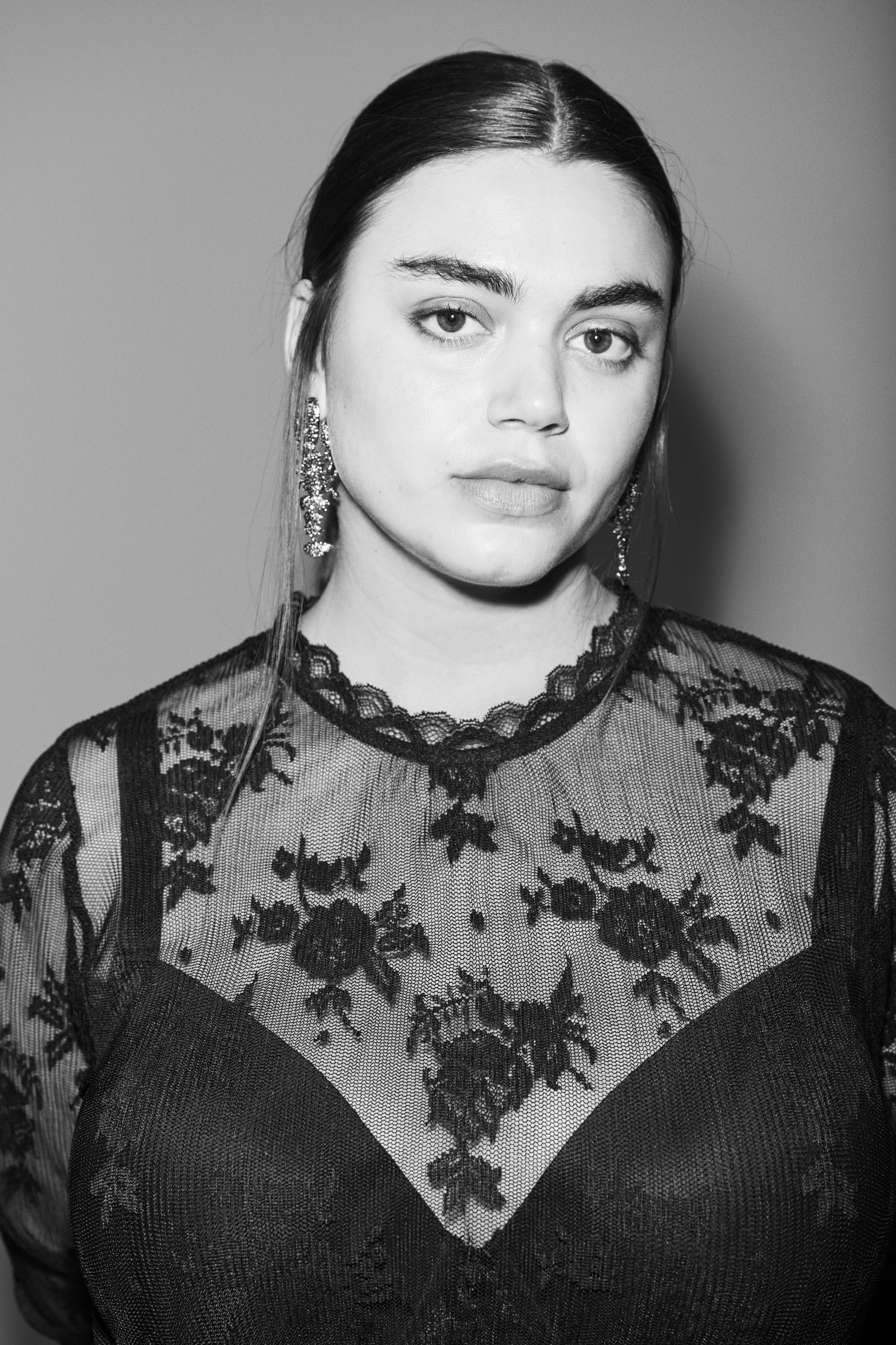 Zizzi Blouse en maille avec dentelle, , Model