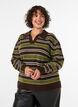 Blouse en maille &agrave; rayures et col polo, Marron, Model image number 0