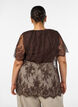 Blouse en dentelle &agrave; manches courtes avec lien &agrave; nouer, Marron, Model image number 2